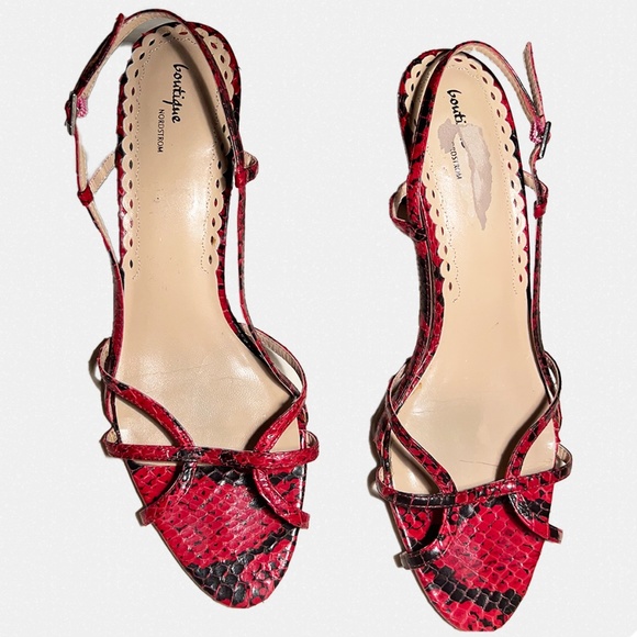 Nordstrom red and black leather heel - Picture 1 of 4